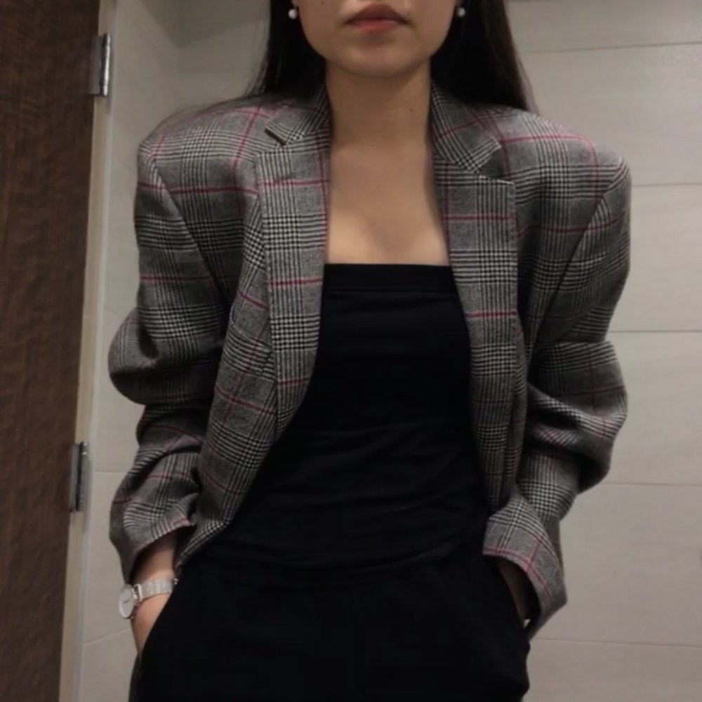 Oversized Plaid Blazer - FREE SHIPPING